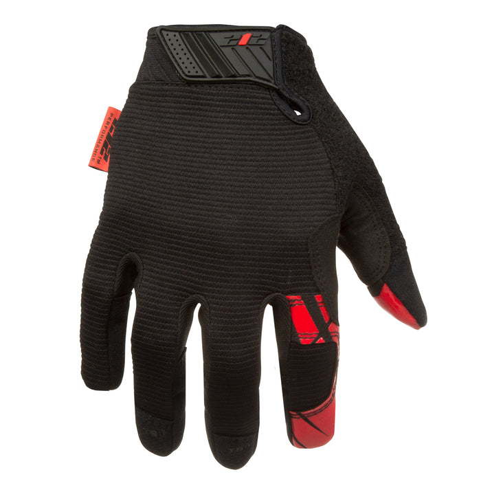 Silicone Grip Touch-Screen Compatible Mechanic Gloves in Black with Red Palm
