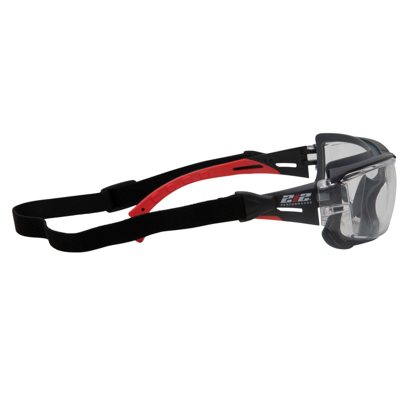 212 Performance Premium Gasket Sealed Clear Safety Glasses, Epe14-05-03, Red