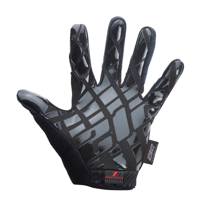 Silicone Grip Touch-Screen Compatible Mechanic Gloves in Black with Matte Black Palm