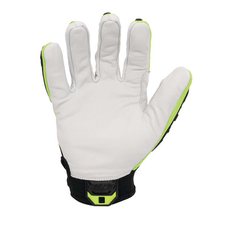 Impact Level 2 and A5 Cut Resistant Buffalo Leather Protective Work Gloves in Hi-Viz Yellow, Black, & White