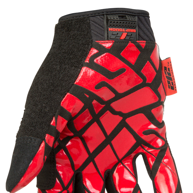 Silicone Grip Touch-Screen Compatible Mechanic Gloves in Black with Red Palm