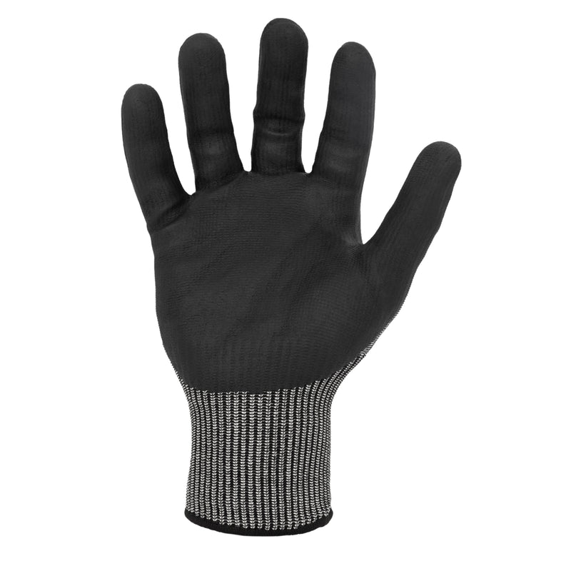 Nitrile Foam-Dipped ANSI A5 Cut Resistant Touchscreen Compatible Seamless Work Gloves in Black and Gray