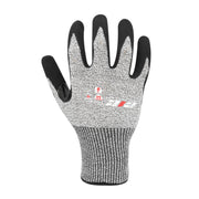 Heavy-Duty Seamless Sandy Gripped Nitrile ANSI Cut 4 Resistant Gloves in Gray and Black