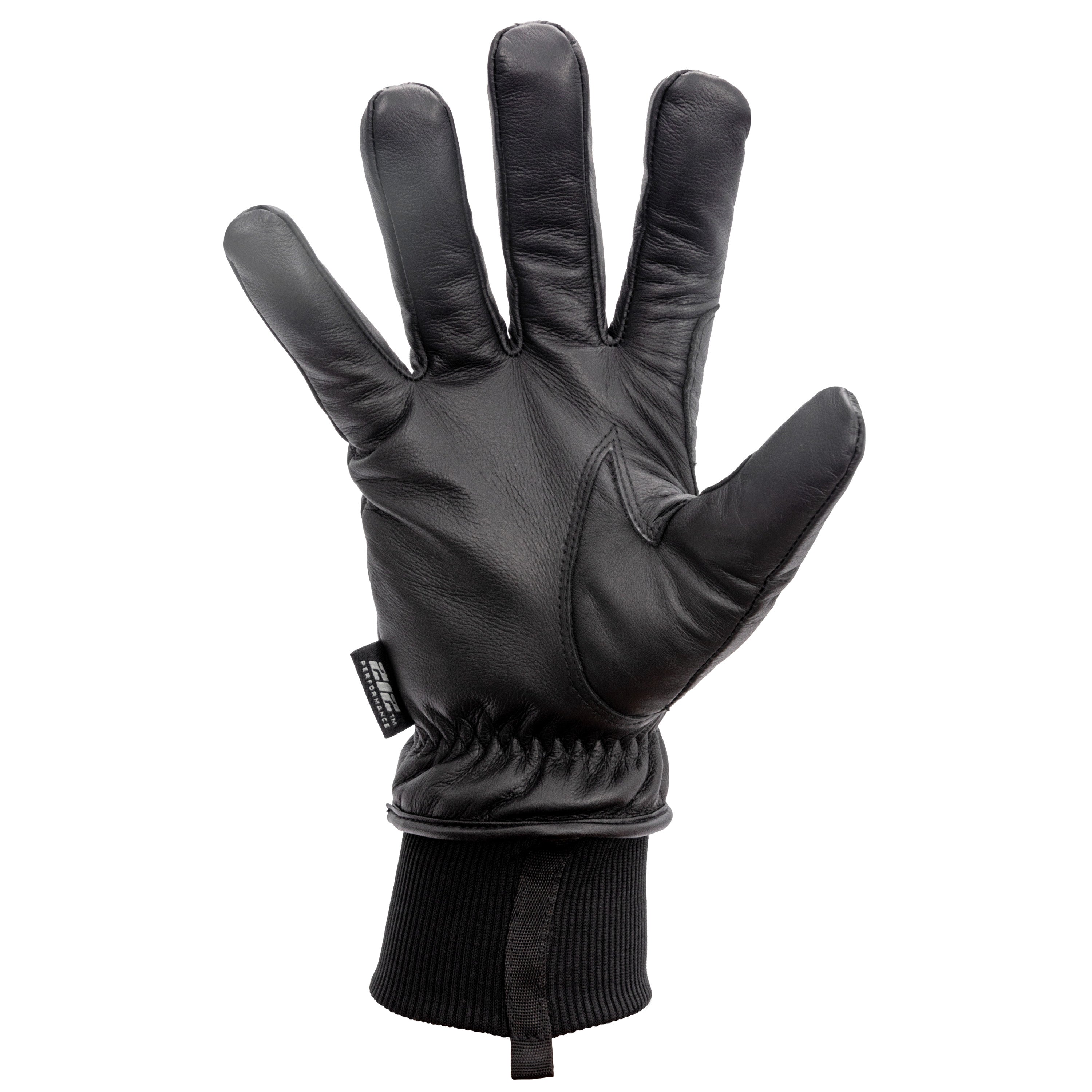 Tundra Cold Weather Black Leather Driver Gloves with Knit Cuff