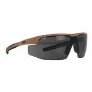 Premium Ballistic Impact Rated Smoke Grey Lens Anti-Fog Safety Glasses in Coyote