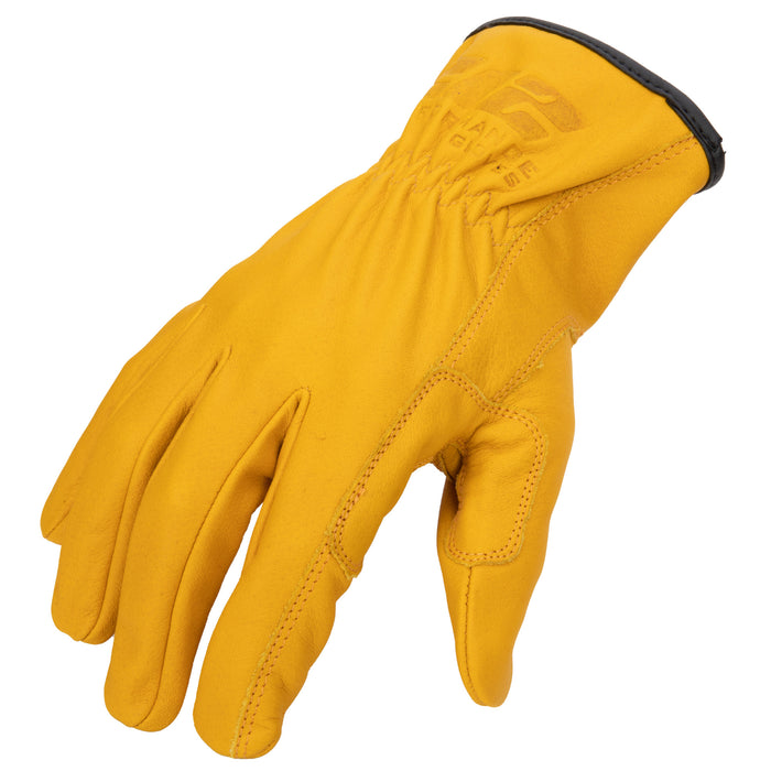 Arc Flash Cut and Liquid Resistant Treated Leather Driver Gloves (CAT 2, EN Level 5) in Golden Brown