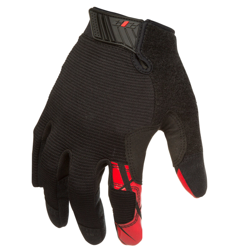 Silicone Grip Touch-Screen Compatible Mechanic Gloves in Black with Red Palm