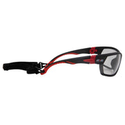 Premium Anti-Fog Clear Lens Safety Glasses with Removeable Headband in Black and Red 12-Pair Bulk Pack