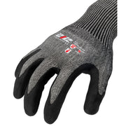 Nitrile Foam-Dipped ANSI A5 Cut Resistant Touchscreen Compatible Seamless Work Gloves in Black and Gray
