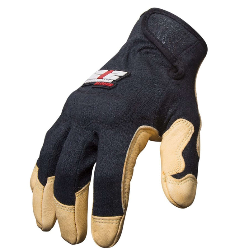 Fire Resistant Premium Leather Fabricator Gloves in Black and Tan