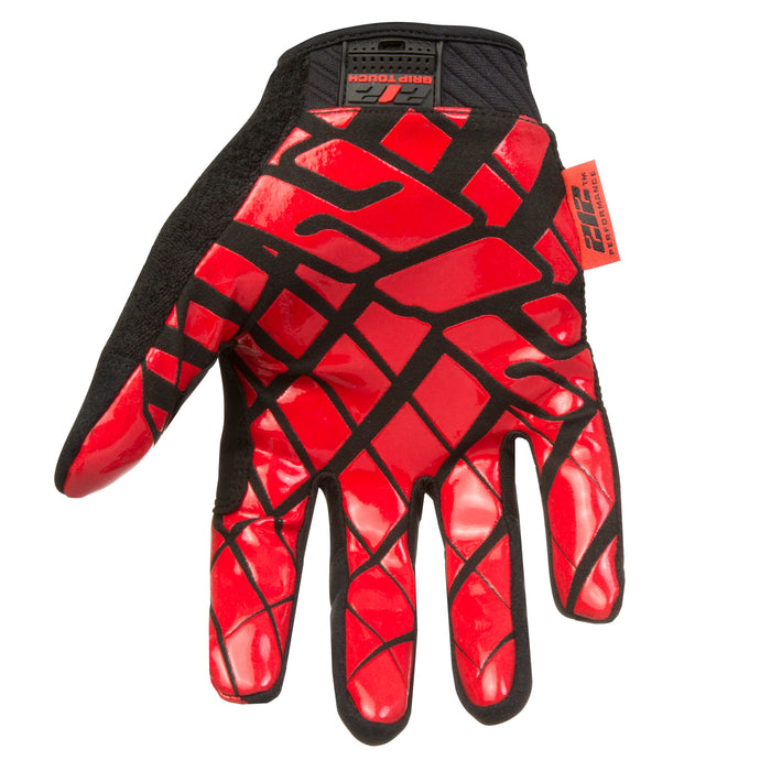 Silicone Grip Touch-Screen Compatible Mechanic Gloves in Black with Red Palm