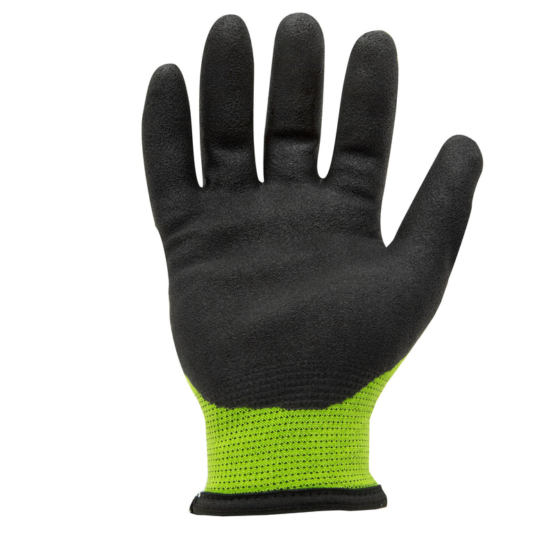 AX360 Seamless Nitrile-dipped Cut Resistant Cold Weather Hi-Viz Gloves in Black and Green (EN Level 5)