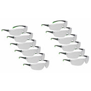 Scratch Resistant TPR Padded Temple Clear Lens Safety Glasses 12-Pair Bulk Pack