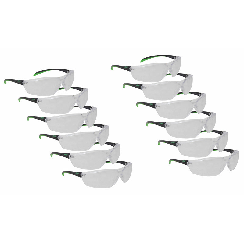 Scratch Resistant TPR Padded Temple Clear Lens Safety Glasses 12-Pair Bulk Pack
