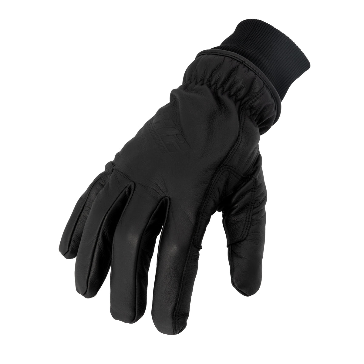 Tundra Cold Weather Black Leather Driver Gloves with Knit Cuff