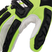 Impact Level 2 and A5 Cut Resistant Buffalo Leather Protective Work Gloves in Hi-Viz Yellow, Black, & White
