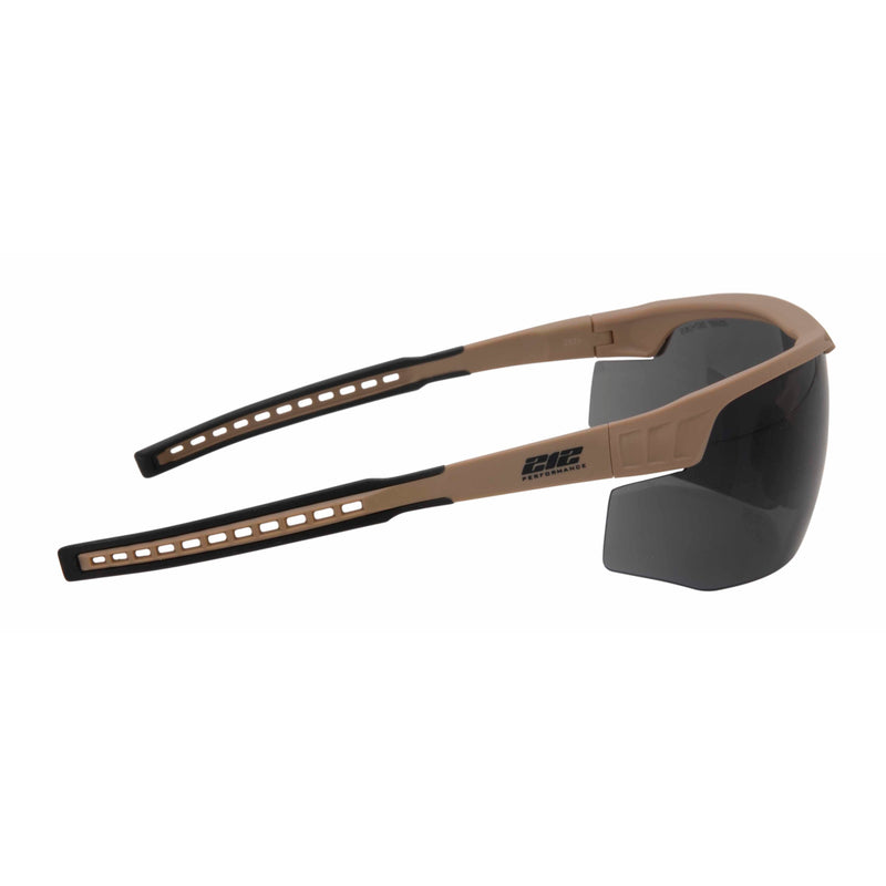 Premium Ballistic Impact Rated Smoke Grey Lens Anti-Fog Safety Glasses in Coyote