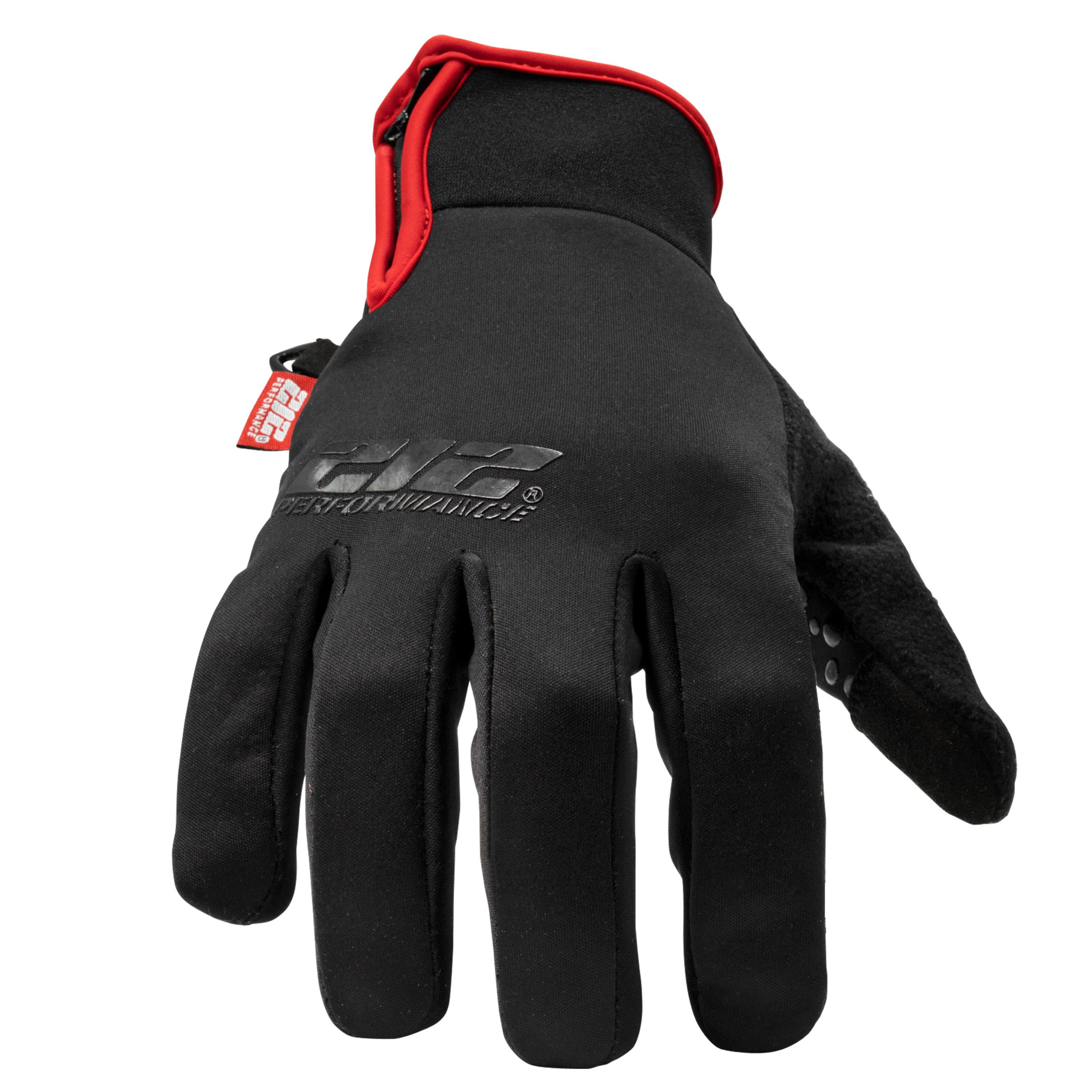 Silicone Palm Zipper Cuff Tundra Jogger Gloves in Black — 212