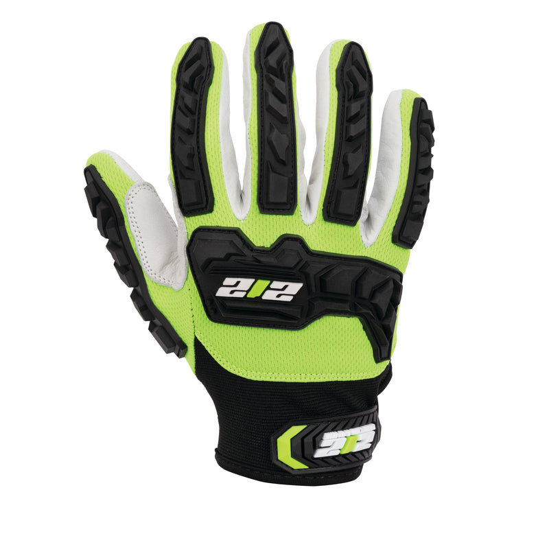 Impact Level 2 and A5 Cut Resistant Buffalo Leather Protective Work Gloves in Hi-Viz Yellow, Black, & White