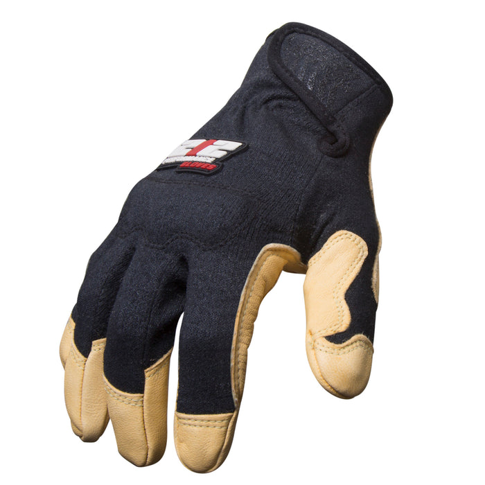 Fire Resistant Premium Leather Fabricator Gloves in Black and Tan