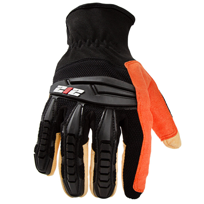 Needle Puncture Resistant and Impact Protective Work Gloves in Black, Orange and Tan