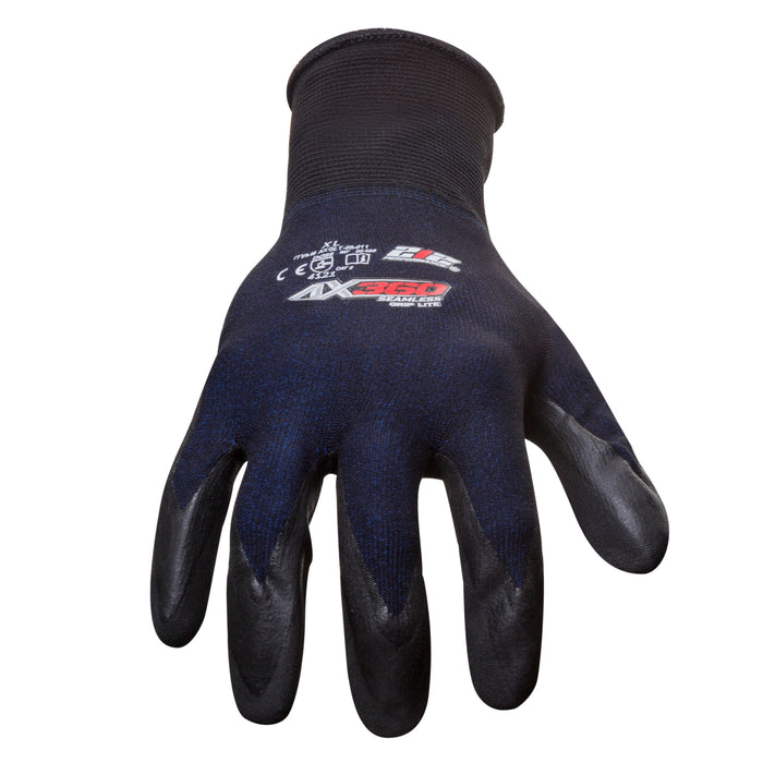 AX360 Grip Lite Nitrile-dipped Work Gloves in Black and Blue