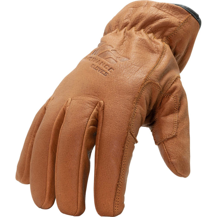 Fleece-Lined Water Resistant Black Cowhide Driver Gloves