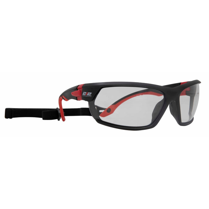 Premium Anti-Fog Clear Lens Safety Glasses with Removeable Headband in Black and Red
