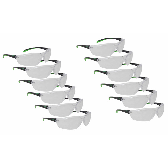 Scratch Resistant TPR Padded Temple Clear Lens Safety Glasses 12-Pair Bulk Pack