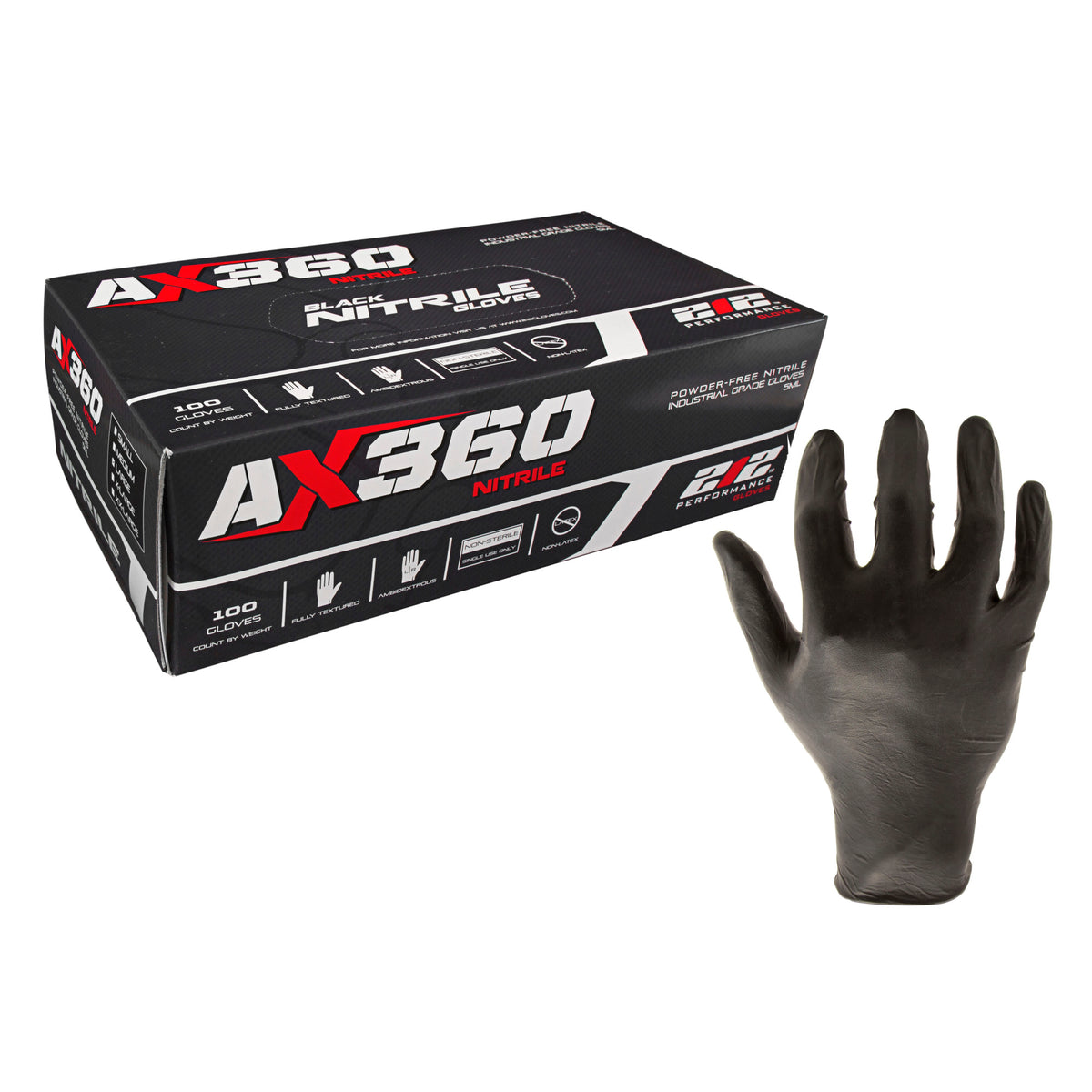 Disposable Black Nitrile Gloves (Latex Free) — 212 Performance