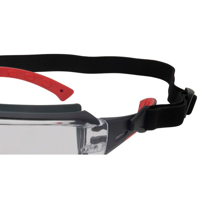 Premium Gasket Sealed Anti-Fog Clear Lens Safety Glasses with Removable Headband in Black and Red 12-Pair Bulk Pack