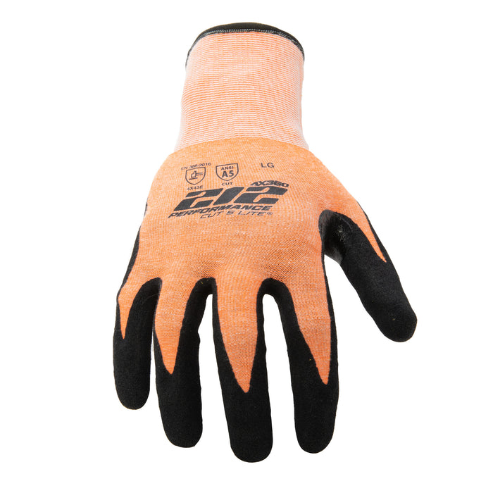 AX360 Seamless Foam Nitrile-dipped Cut Resistant Hi-Viz Gloves in Orange and Black