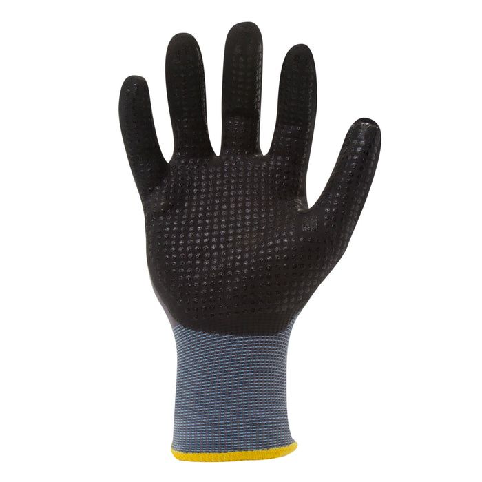 Kole Imports AB228-12 GRX Professional Series 453 Dotted Breathable Nitrile  Work Gloves, Black - Medium - Pack of 12